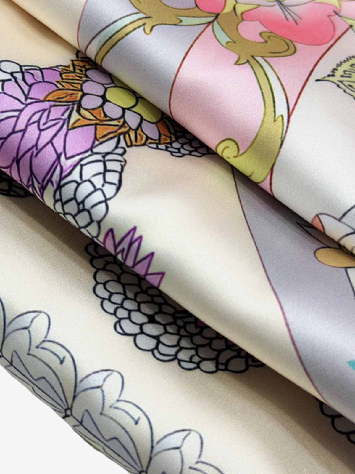 Baroque Floral Satin Camp Collar Boxy Shirt 