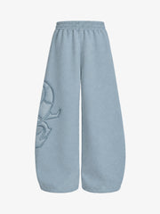 Cotton-Blend Quilted Padded Embroidered Hoodie & Wide-Leg Sweatpants Set