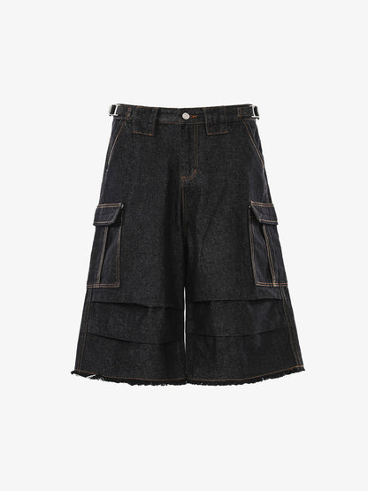 Vintage Contrast Stitch Cargo Shorts