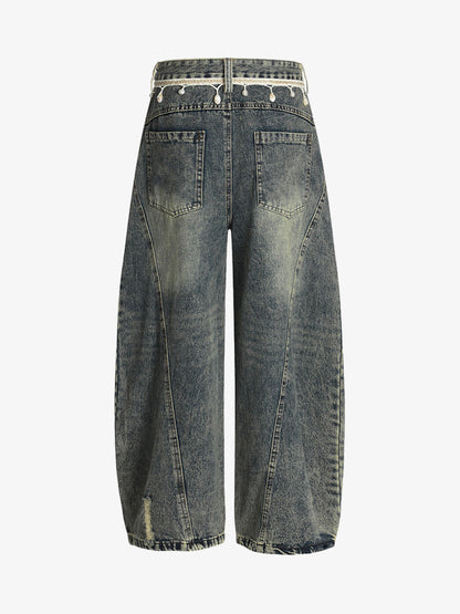 Vintage Washed Ripped Scimitar Jeans 