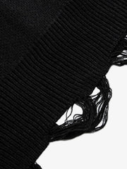 High Street Letter Jacquard Ripped Tassel Sweater 