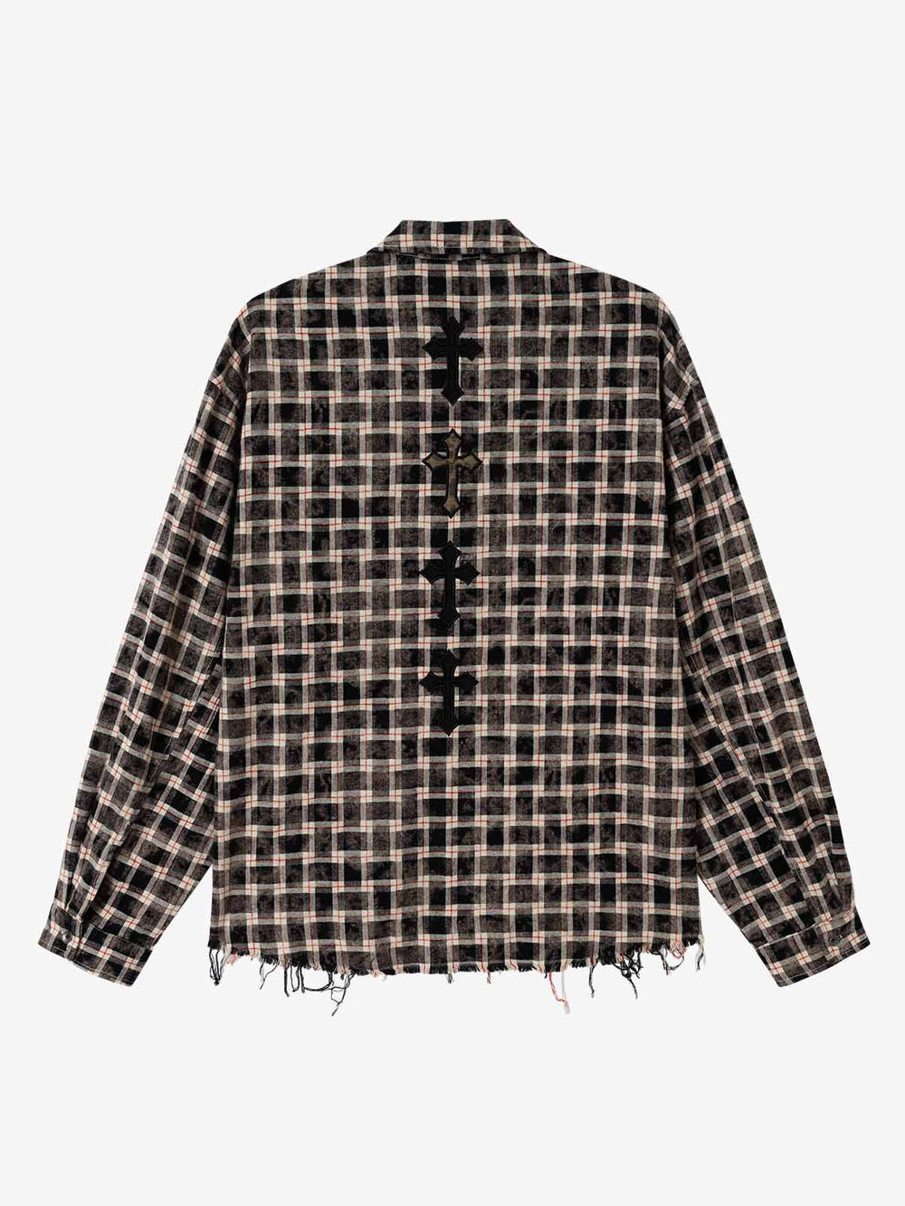 Distressed Plaid Long Sleeve Shirt