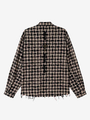 Distressed Plaid Long Sleeve Shirt