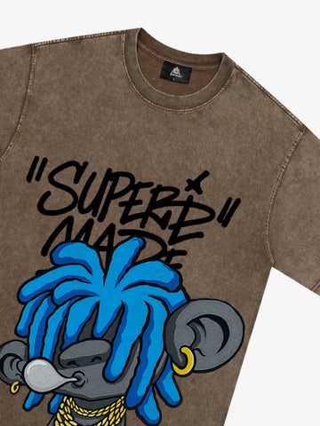 Thesupermade Graffiti Trend Blue Dreadlock Boy T-Shirt 