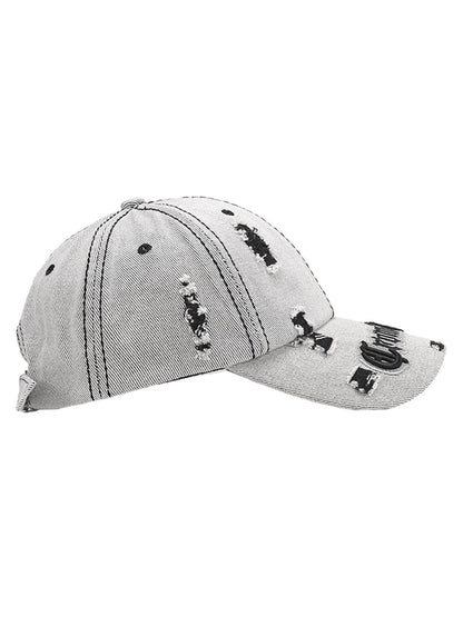 Distressed Letter Embroidery Baseball Cap 