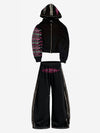 Leopard-Trim Studded Graphic Hoodie & Curved Pants Set