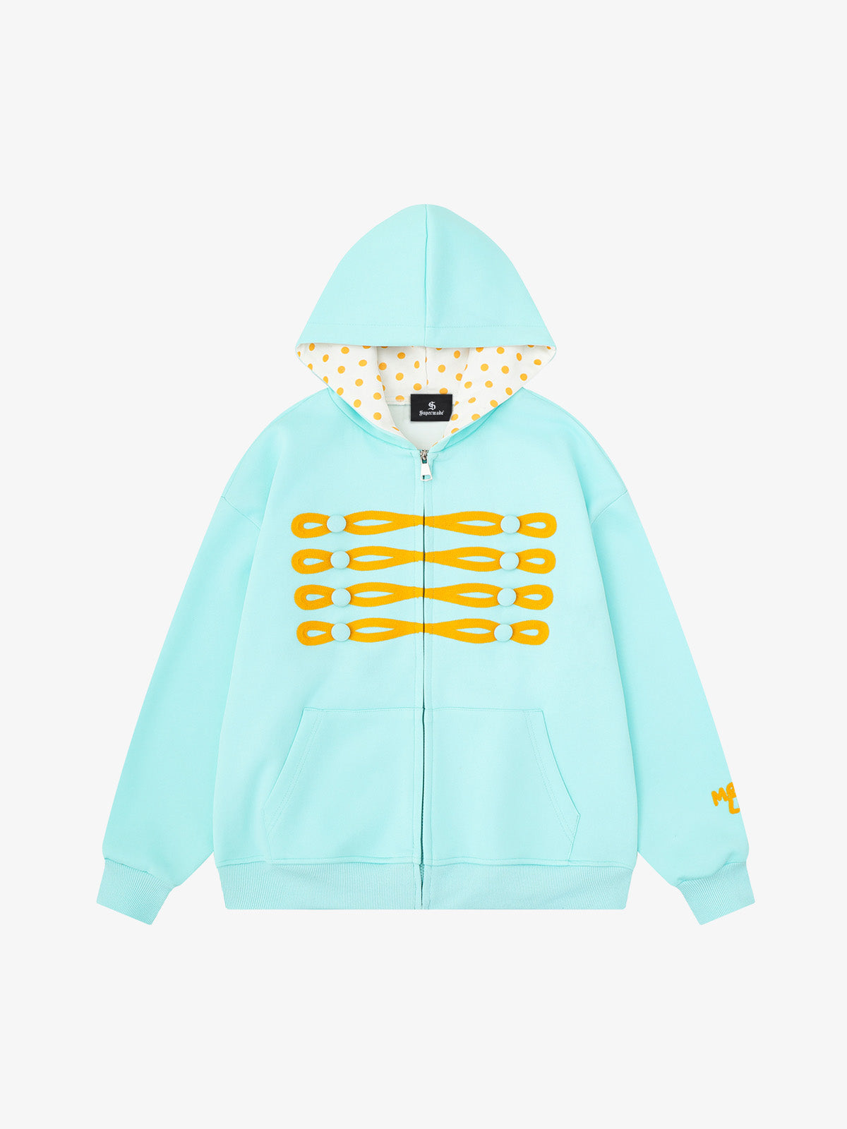 Napoleon Cord Embroidery Polka Dot Zip-Up Hoodie