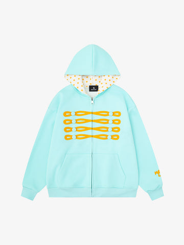 Napoleon Cord Embroidery Polka Dot Zip-Up Hoodie