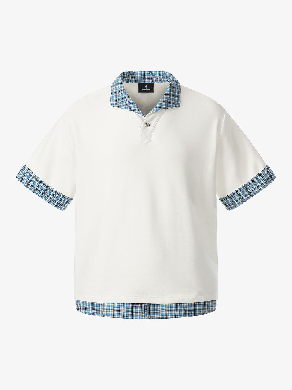 Poloshirt aus Piqué-Baumwolle mit kariertem Kontrastkragen und -bündchen