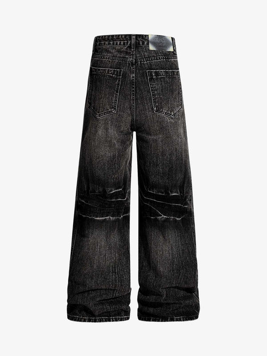 Paint Splatter Washed Wide Leg Denim Jeans