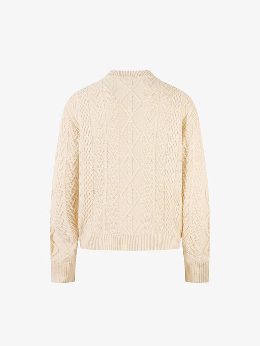 Elegant Cable Knit Sweater with Button Placket for Women 