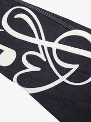 Musical Note Embroidery Raw Denim Jeans