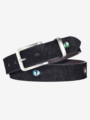 Studded Leather Belt with Eyelet Detail - Stylish and Versatile Accessory for Modern Fashion 
