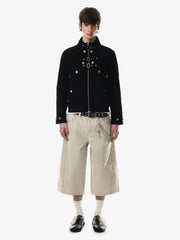Metal Buckle Stand-Collar Cropped Utility Jacket