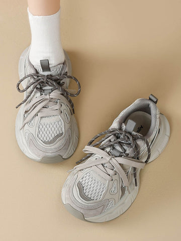 Color Block Lace-Up Sneakers