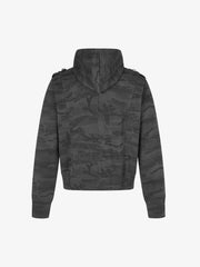 Studded Camo Hooded Sweatshirt Jacket