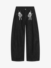 Camo Skeleton Print Baggy Jeans