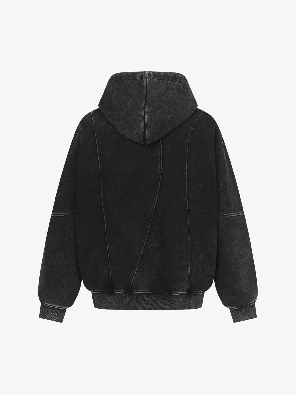 Retro Washed Distressed Irregular Shape Hoodie 