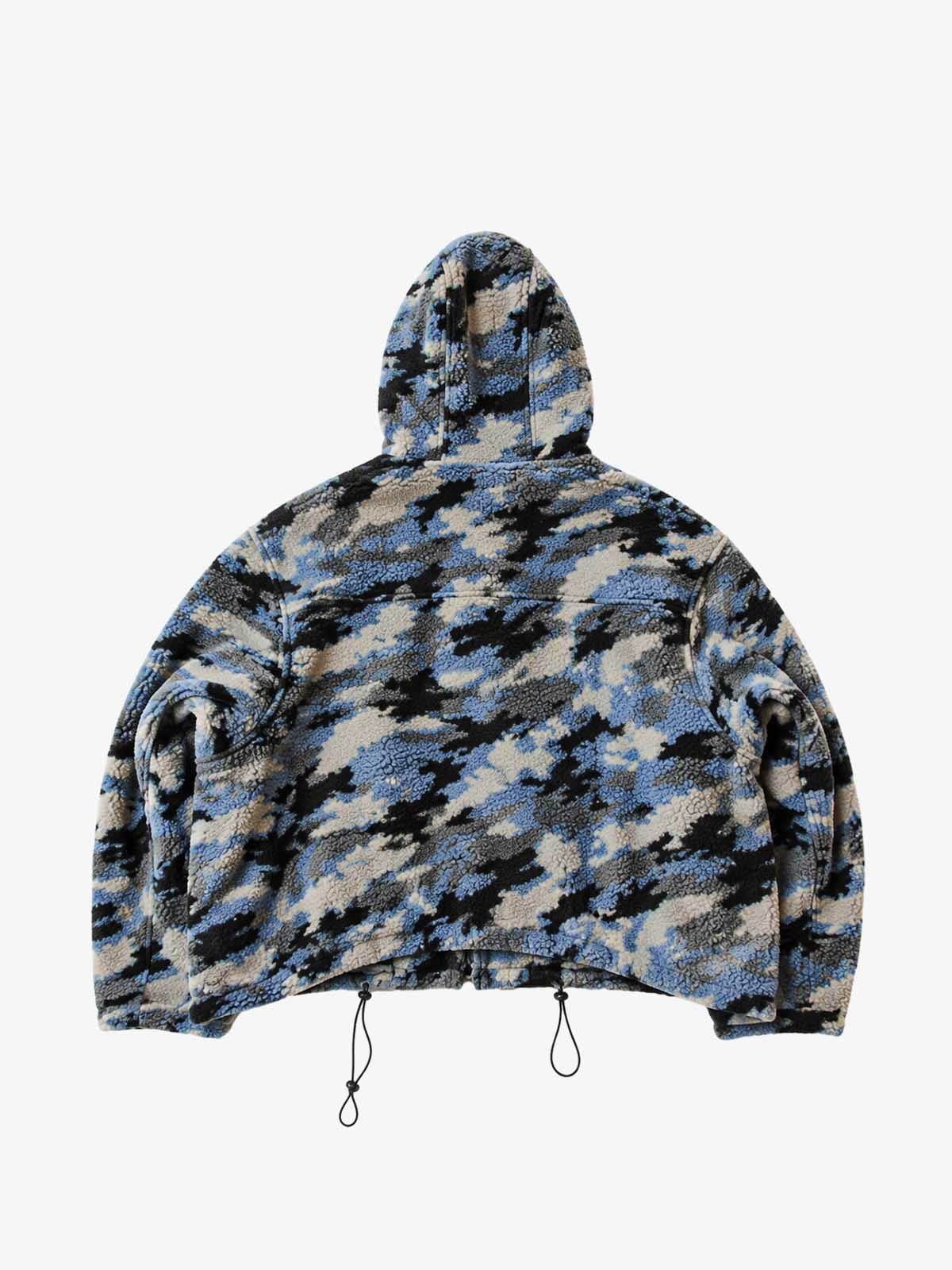 Camo Sherpa Hooded Drawstring Jacket