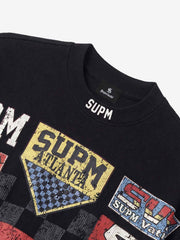 Waffle Knit Racing Checkered Flag Graphic T-Shirt 