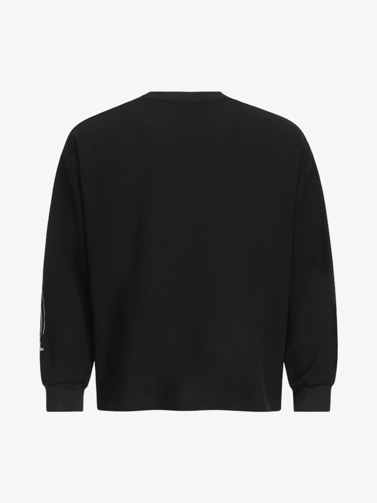 Leopard Graphic Embroidered Waffle Long Sleeve Shirt
