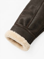 Embossed Faux-Shearling Lined PU Leather Jacket