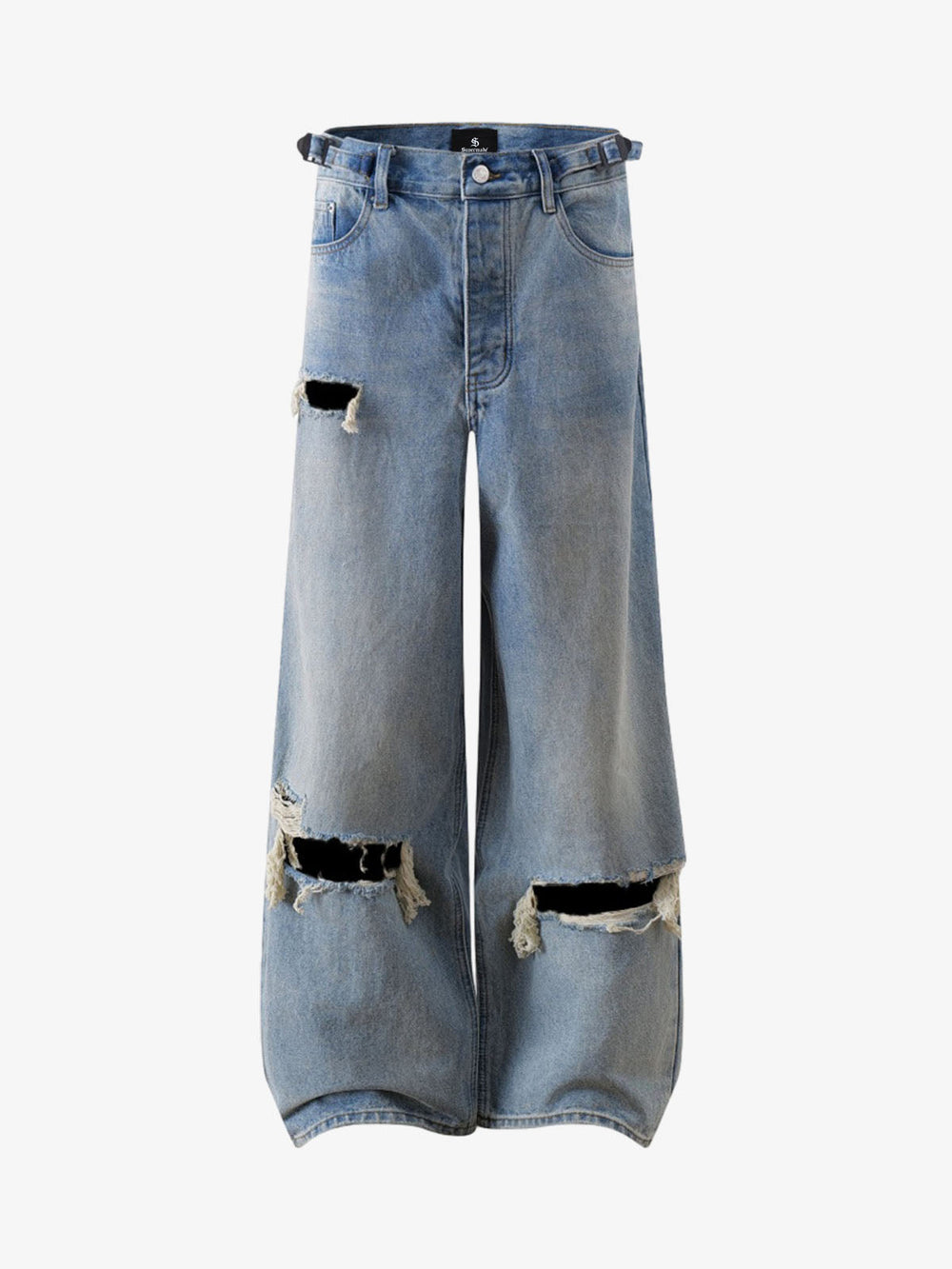 Retro Ripped Wide Leg Jeans 
