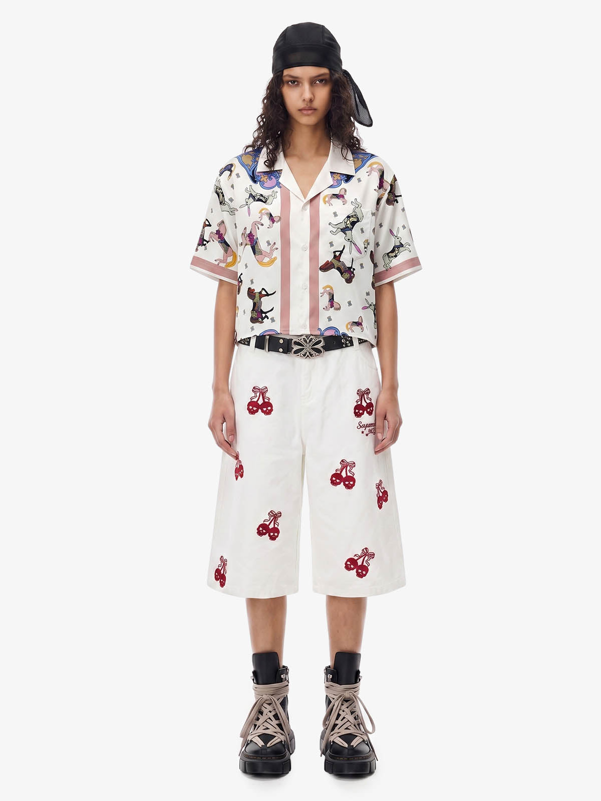 Carousel Park Satin Camp Collar Boxy Shirt 