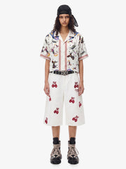 Carousel Park Satin Camp Collar Boxy Shirt 