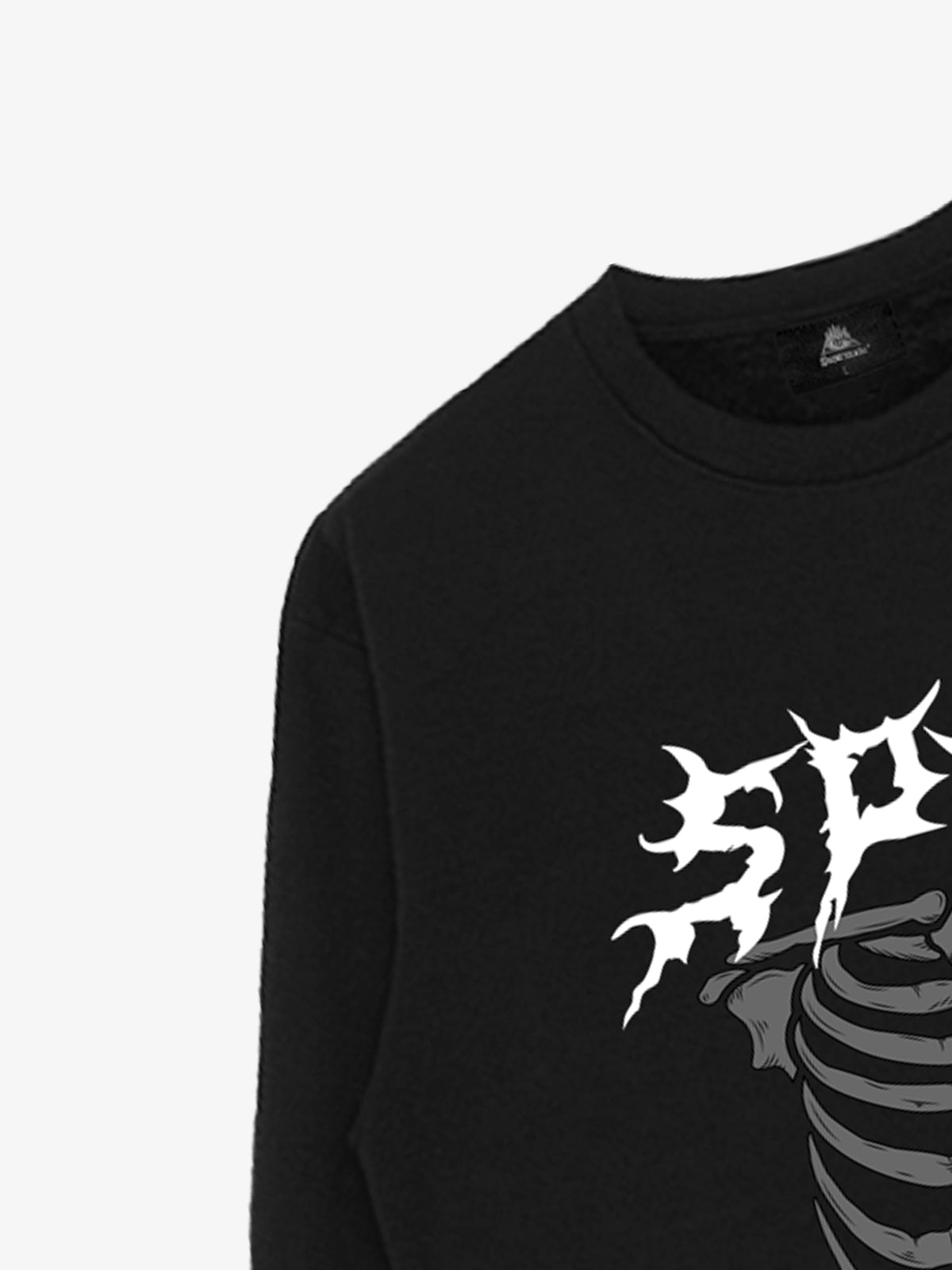SPMD Gothic Skull Letter Print Crew Neck Sweatshirt 