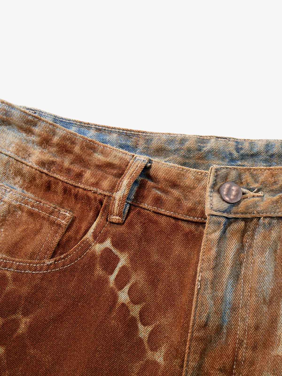 Croc Texture Washed Wide Leg Jeans 