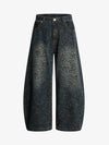 Street Leopard Print Barrel Jeans 