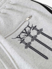 Crest & Sword Graphic Side Stripe Sweatpants 