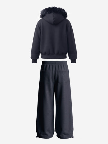 Fleece Hoodie Cardigan Tracksuit