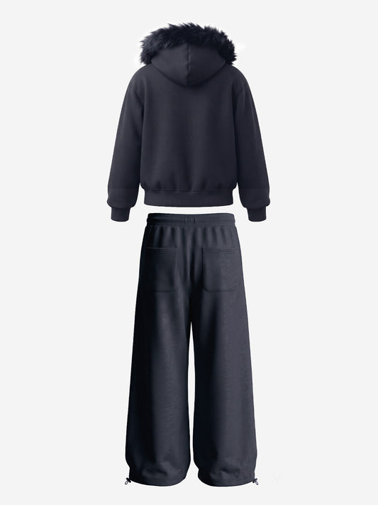 Fleece Hoodie Cardigan Tracksuit