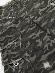 Distressed Camo Multi-Pocket Straight-Leg Jorts - 2611 
