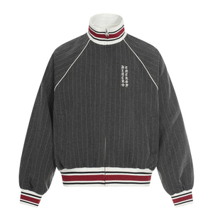 Pinstripe Vertical Embroidery Track Jacket