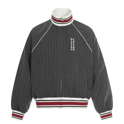 Pinstripe Vertical Embroidery Track Jacket