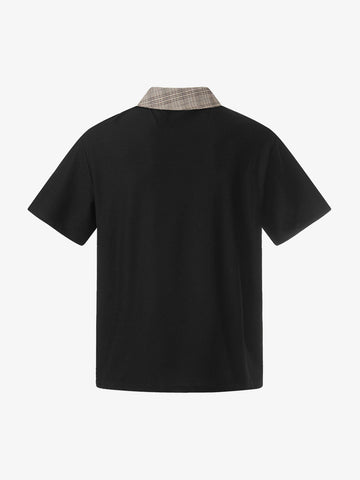 Plaid Collar Asymmetrical Button T-Shirt 