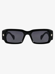 Goldene, mit Nieten besetzte quadratische Sonnenbrille mit UV-Schutz