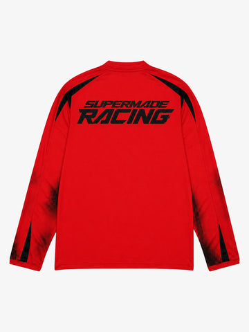 Skull Graphic Layered Racing Logo Long Sleeve Tee