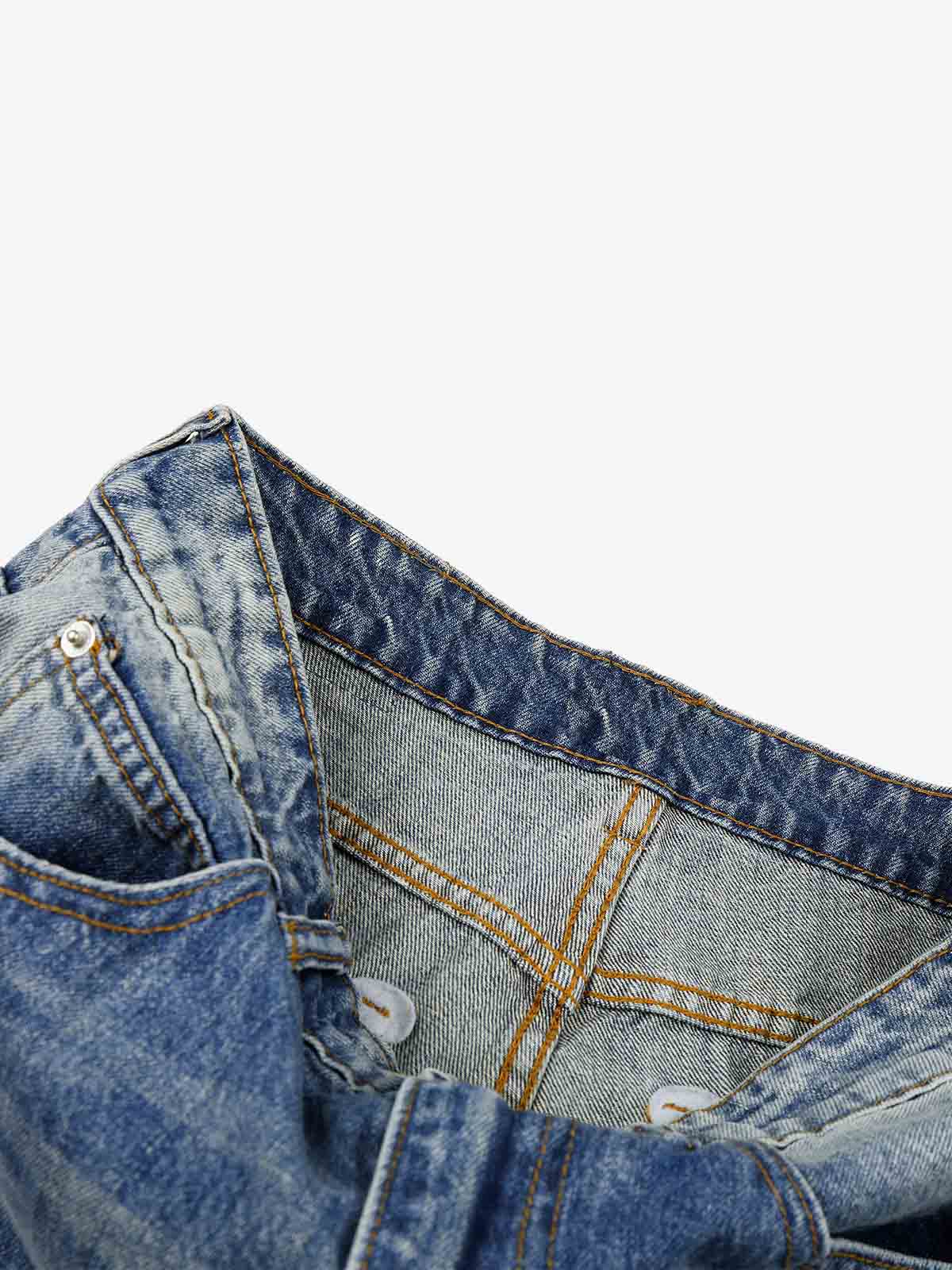 Studded Washed Heavy-Duty Jeans