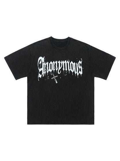 Thesupermade American Street Heavy Washed Distressed Gothic Cross T-shirt 