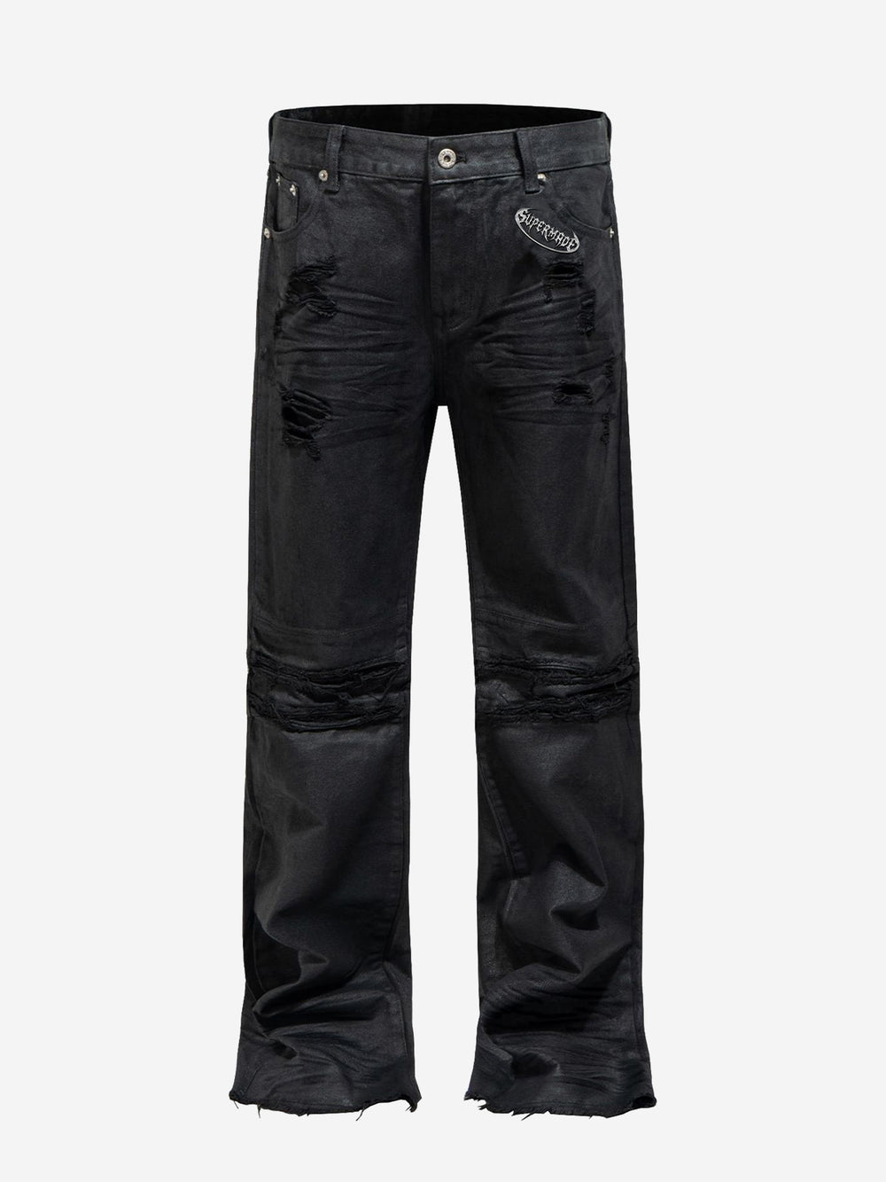 Tactical Knee-Panel Distressed Waxed Leggings