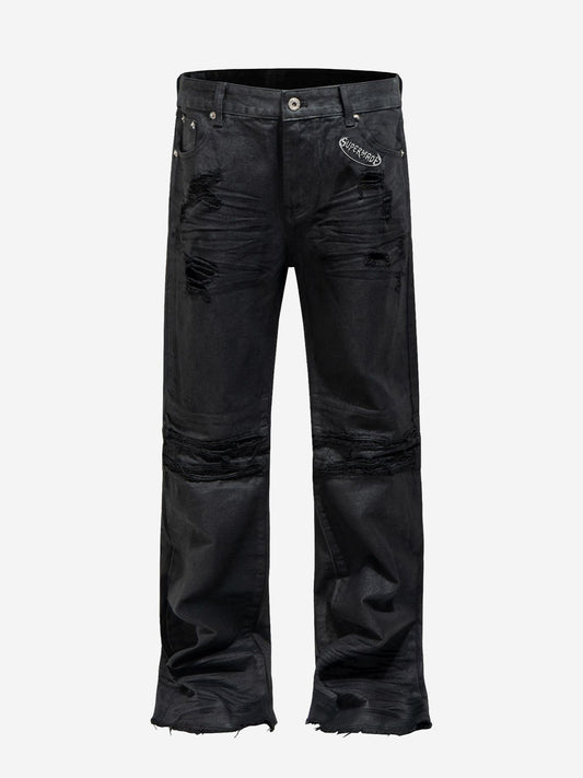 Tactical Knee-Panel Distressed Waxed Leggings