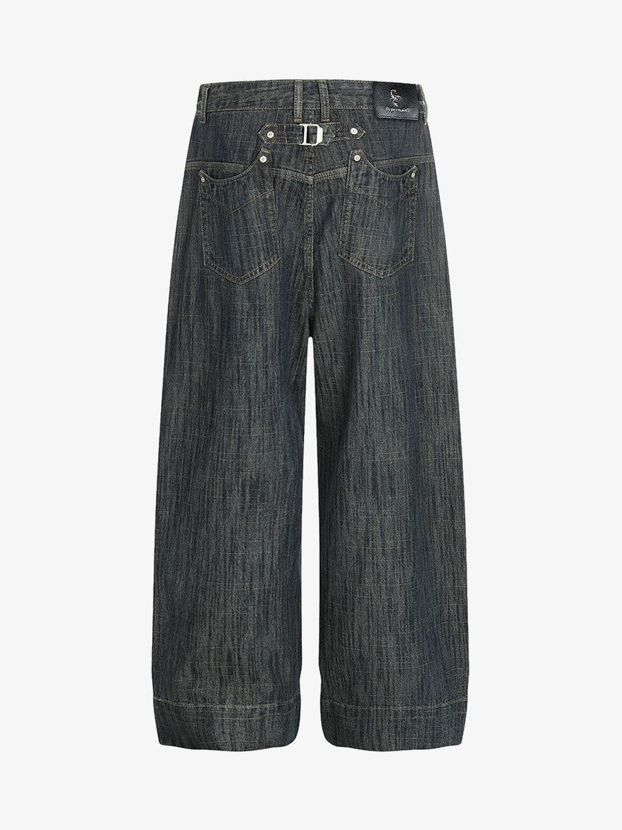 Textured Stripe Straight-Leg Jeans