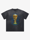 Heavy Wash Splash Ink Loose Edition Short Sleeve T-Shirt with "FIFA" World Cup Motif printed with the "FIFA" motto and multilingual design motif 