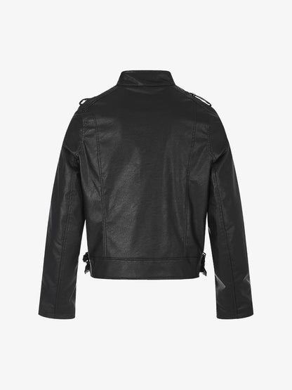 Studded Button Leather Jacket