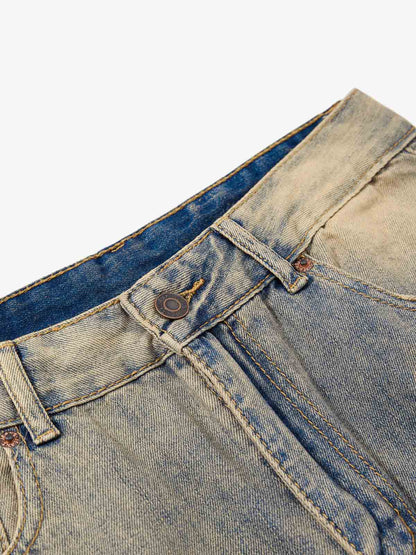 Vintage Distressed Ripped Wide Leg Jeans