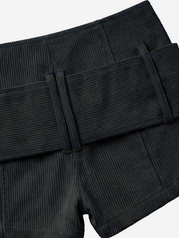 Studded Corduroy Double-Breasted Shorts